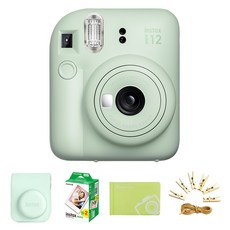 FUJIFILM 富士 instax 馬上看 Instax Mini 12拍立得相機+專用保護殼+拍立得底片 20張+迷你相冊+相片線, Mini 12(薄荷綠), 1組