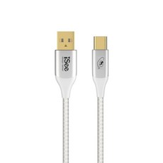 台灣 iSee USB A - USB C 45W PD鋁合金充電傳輸線, 2.5m, 白色, 1條