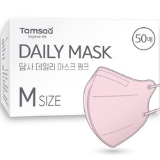 Tamsaa 成人立體口罩 M 中, 粉色, 50片, 1盒