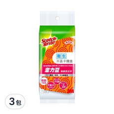 3M Scotch-Brite 百利 潔力豆海綿菜瓜布 餐具杯具不沾鍋專用, 2片, 3包