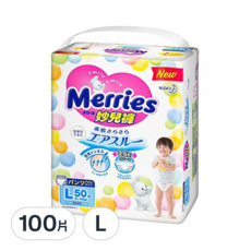 Merries 妙而舒 妙兒褲/尿布, L, 100片