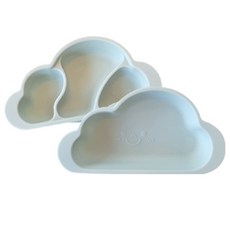 MOTHER'S CORN 雲朵造型吸盤餐盤, 薄荷綠, 餐盤+3格餐盤