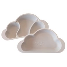 MOTHER'S CORN 雲朵造型吸盤餐盤, 灰色, 餐盤+3格餐盤