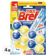 Bref 妙力 Power Active 懸掛式馬桶清潔球 檸檬香, 100g, 4組