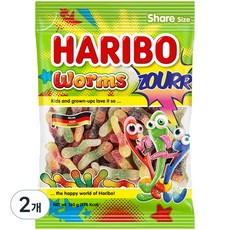 HARIBO 哈瑞寶 Worms蚯蚓造型酸味軟糖, 160g, 2包