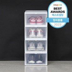 IRIS OHYAMA 塑膠透明收納鞋盒, 白色, 4個