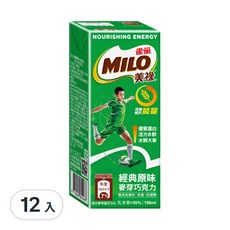 MILO 美祿 巧克力麥芽飲品, 198ml, 12入