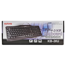 Kinyo USB精緻標準鍵盤 443 x 27 x 165mm 線長140cm 520g, KB-31U, 黑色