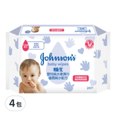 Johnson's 嬌生 嬰兒純水柔濕巾, 20張, 4包