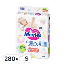 Merries 妙而舒 金緻柔點透氣黏貼型尿布, S, 280片