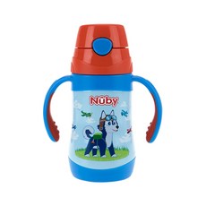 Nuby 不銹鋼真空學習杯 細吸管, 領航犬, 280ml, 1個