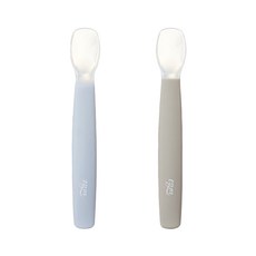 tgm 白金矽膠餵食湯匙, 藍色+灰色, 2支, 1組