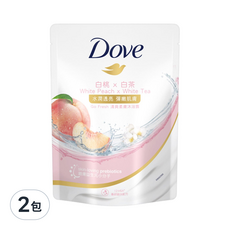 Dove 多芬 清爽柔膚沐浴露 白桃+白茶 桃悅水透 補充包, 580g, 2包