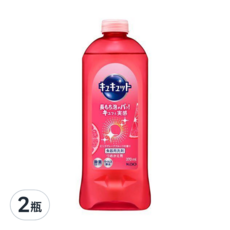 Kao 花王 Cucute 珂珂透 餐具洗碗精補充瓶 粉紅葡萄柚香, 370ml, 2瓶