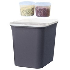 KAZT 防潮儲米桶 16kg+防潮雜糧盒 2入, 灰色