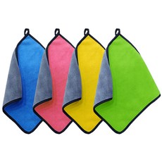 YOU HOUSE 加厚雙面超細纖維抹布 4入, 混色, 1套