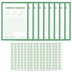 RIHOON 1個月目標追蹤海報 9入+圖案貼紙 6入, 熊熊記錄款, 1組