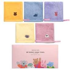 Dailylike 動物刺繡方形手帕5入組, 混色​, 1組