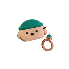 DAPER NAM Dog AirPods Pro 保護套帶帽子 + 微型鑰匙圈, 綠帽子小狗, 單品