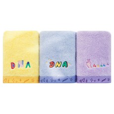 Moohan Towel BTS DNA彩色刺繡純棉毛巾 170g 3件組, 黃色+藍色+紫色, 1組