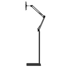4YOU 碳纖維伸縮平板電腦智慧型手機床頭支架 方形框架 140cm, 黑色的, 1個