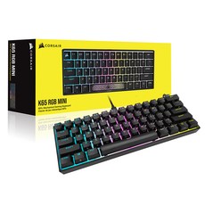 CORSAIR 海盜船 K65 RGB PBT 迷你機械鍵盤靜音, 黑底黑鍵帽(彩色背光), RGP0123, 低噪音紅軸