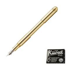 Kaweco Supra鋼筆+墨水管6入, EF, 金色（鋼筆）、珍珠黑（墨盒）