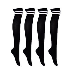 renoma 女性條紋Overney High Sox 4套, 黑色