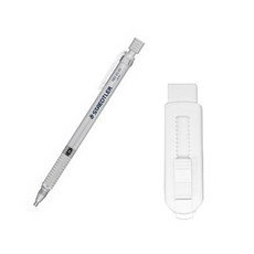 STAEDTLER 金屬系列製圖自動鉛筆 銀色+滑動式橡皮擦 白色, 1套, 2mm