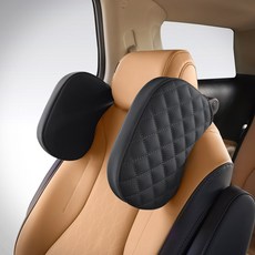 KMMOTORS 嘉年華 KA4 汽車頭枕記憶海綿絎縫頭枕, 黑色, 1個