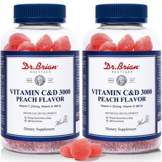 Dr.Brian 維他命C&D軟糖 水蜜桃口味 300g, 100顆, 2罐