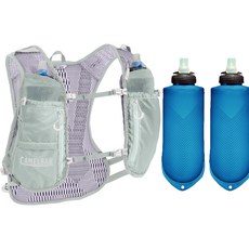 CAMELBAK 女士 Zephyr Pro 背心 + Quick Stow Flask 500 毫升 x 2 件套, 天灰+薰衣草藍（最佳）、藍色（塑料）