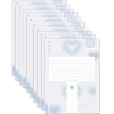 Ibis Korea Heart to Heart 信紙 4p + 信封 2p Set 12425, 藍色, 10套