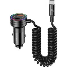 USAMS 優勝仕 60W彈簧線車用快速充電器, CC167CC01, 黑色