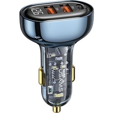 USAMS 優勝仕 3孔顯示車用快速充電器 80W, CC159CC02, 藍色