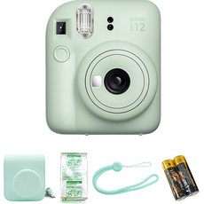 FUJIFILM 富士 instax 馬上看 拍立得 迷你12 薄荷綠+專用包+底片 10入+背帶組, 單品, 1組