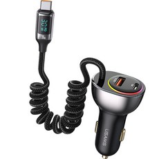 USAMS 優勝仕 60W彈簧Type-C線3孔車用快速充電器, US-CC192, 黑色