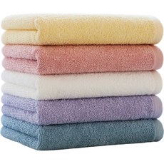 Moohan Towel 5色10支精梳紗飯店毛巾 150g 5入組, 黃色+粉紅色+白色+紫色+藍色, 1組