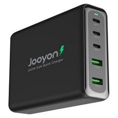 Jooyon Carry Bob 200W 5孔All In One PD快速充電器+USB-C線組, 1組, 黑色