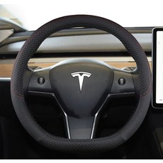 SOULAND Tesla Model 3 Model Y專用汽車方向盤套, 黑色