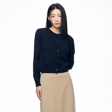 MIXXO 女款圓領麻花針織開襟衫