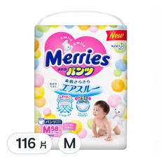 Merries 妙而舒 日本境內版 妙兒褲/尿布, M, 116片