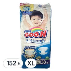 GOO.N 大王 日本境內版 肌快適設計黏貼型尿布, 152片, XL