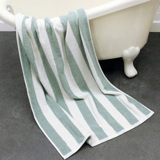 AMENITY TOWEL 色織條紋大浴巾450克30支棉紗, 1個, 綠色