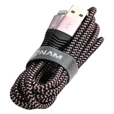 ANAM USB 型 8 針快速充電金屬織物充電線, 1個, 1.2m, 粉色