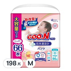 GOO.N 大王 日本境內版 敏感肌UJ系列 褲型尿布, M, 198片