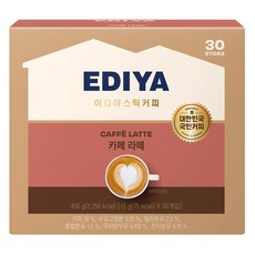 EDIYA COFFEE 艾迪亞咖啡 拿鐵咖啡, 15g, 30入, 1盒