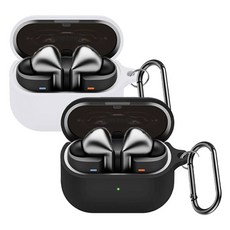 LIMSTAIL Galaxy Buds 3 / Buds 3 Pro 2 種 Silis 保護殼 + 2 組登山扣, 黑色(外殼)、白色(外殼), 1組, 單品