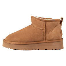 Ozwear Ozwear 女款 Ugg 經典迷你防水台 Ultra 靴子 牛皮麂皮 OZ663P-CHESTNUT