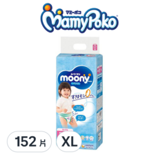 滿意寶寶 moony 日本版 頂級超薄拉拉褲/尿布 女童, XL, 152片